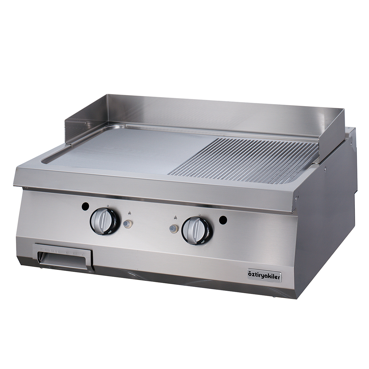 Grill Plate Set Üstü 900 Seri Gazlı Yarı Oluklu 80x90x30-Sert Krom Kaplı