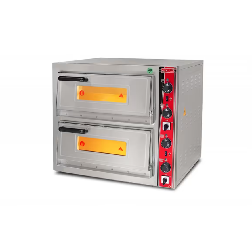 SGS PO / 5050 DE Çift Katlı Pizza Fırını Elektrikli 4+4 Pizza Ø 25 Cm